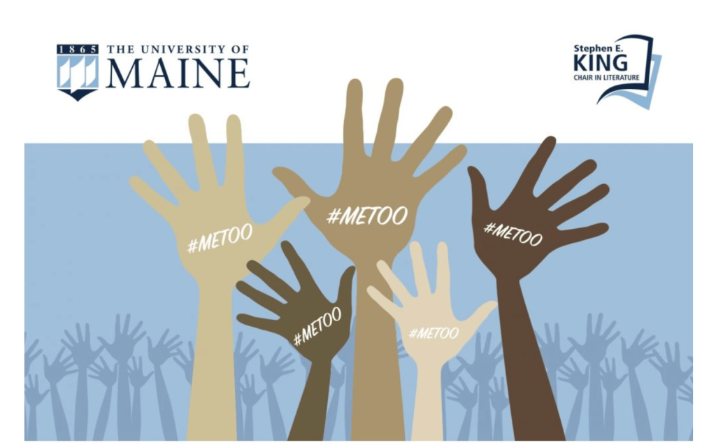 illustrations of different colors of raised hands with #metoo written on them